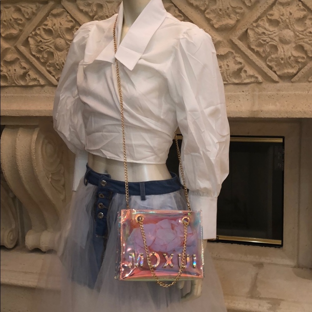 Trendy Iridescent/Hologram Tote/Crossbody Handbag - Picture 3 of 8